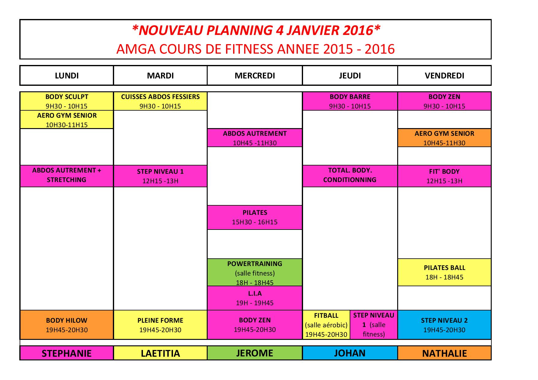 Nouvelle année, nouveau planning!! Voici les plannings de l'année 20152016