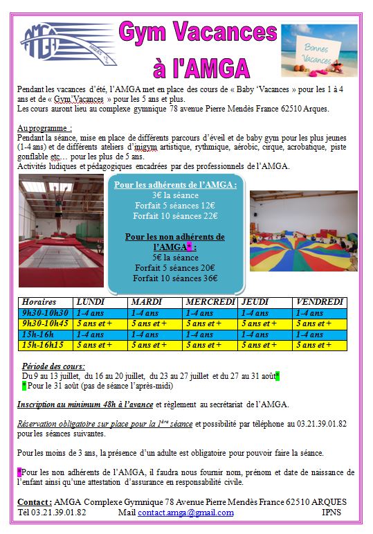 Cet été le retour de la Gym Vacances Cet été le retour de la Gym Vacances