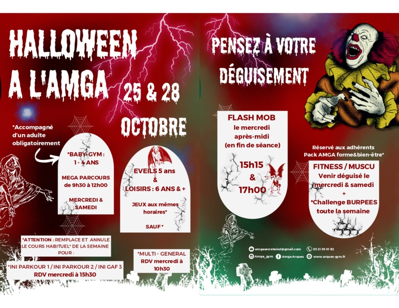 L'AMGA spéciale HALLOWEEN les 25 et 28 Octobre 2023 L'AMGA spéciale HALLOWEEN les 25 et 28 Octobre 2023