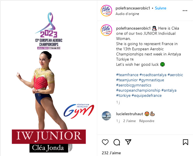 Championnats d'Europe de Gymnastique Aérobic : Cléa et Maëlys à Antalya en Turquie