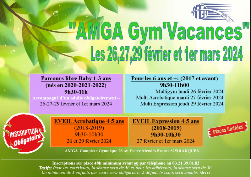 AMGA Gym'Vacances du 26 février au 1er mars 2024