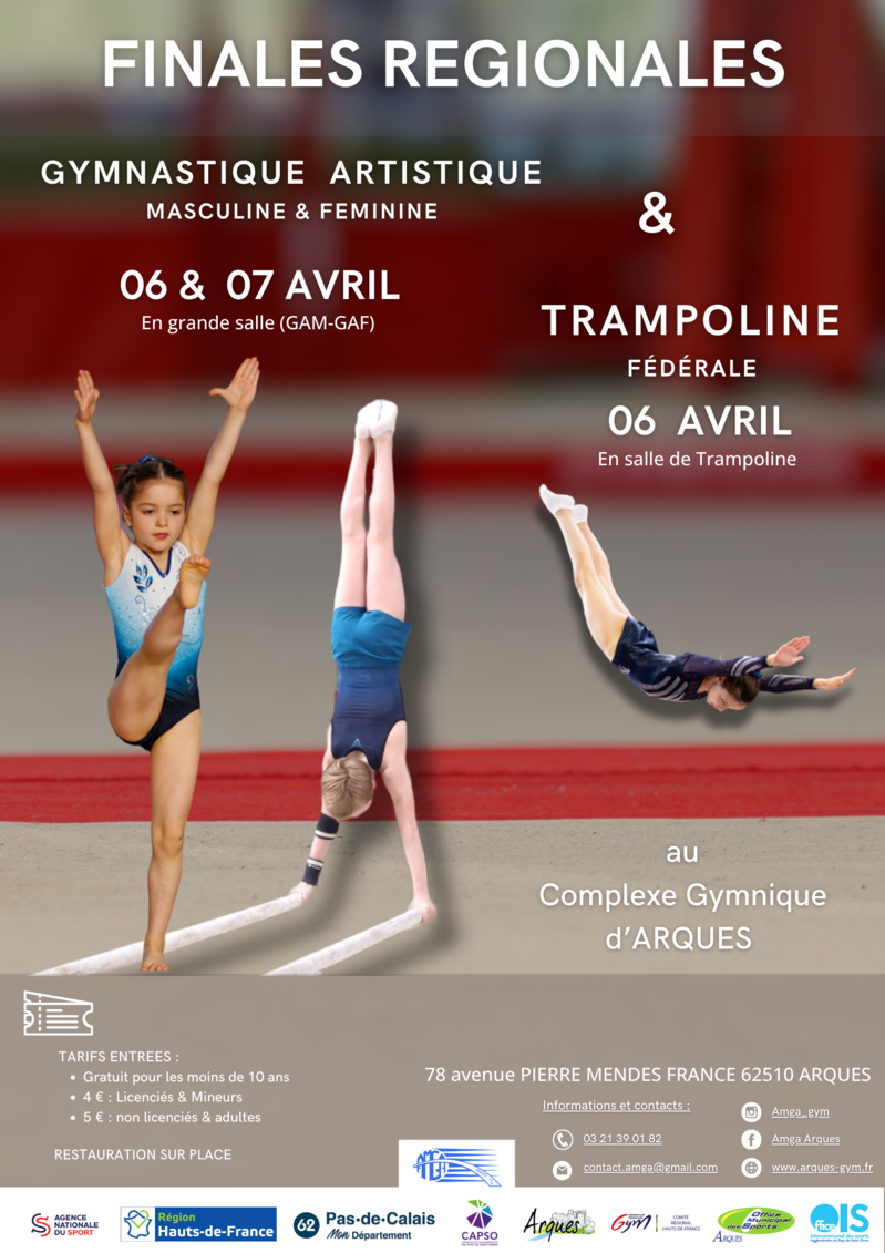 Finales Régionales GAF-GAM et Trampoline les 6 & 7 avril 2024