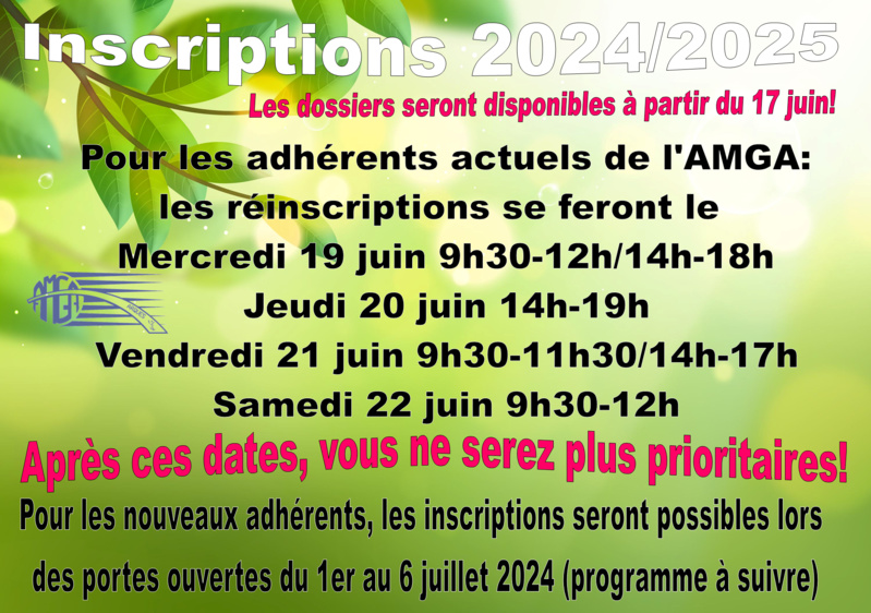 INFOS INSCRIPTIONS 2024/2025 INFOS INSCRIPTIONS 2024/2025