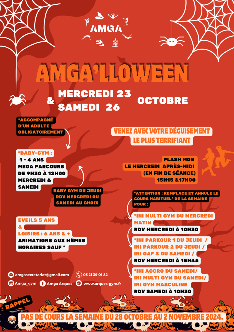AMGA’LLOWEEN le mercredi 23 octobre et le samedi 26 octobre 2024 !!! AMGA’LLOWEEN le mercredi 23 octobre et le samedi 26 octobre 2024 !!!
