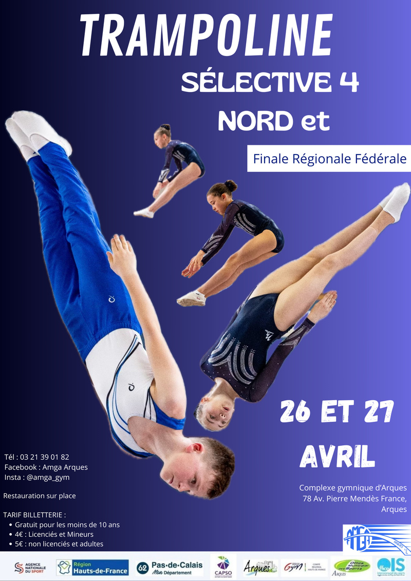 MANIFESTATION A VENIR: Sélective 4 Trampoline Nationale et Elite et Finale Régionale Fédérale Trampoline 26 & 27 avril 2025
