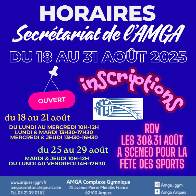 HORAIRES DU SECRETARIAT DU 18 AU 29 AOUT 2025