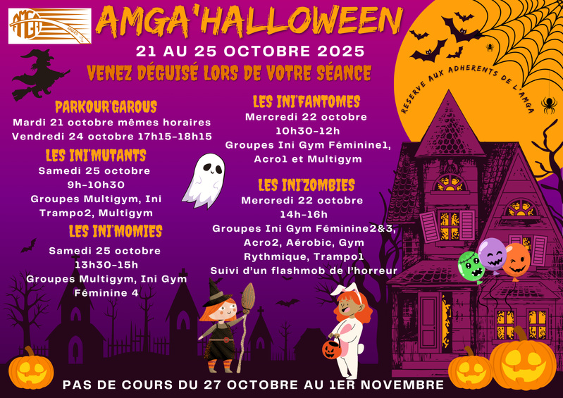 AMGA'Halloween: du 21 au 25 octobre 2025 Réservé à nos adhérents