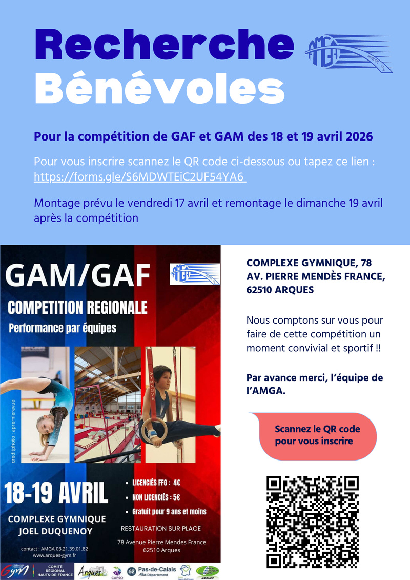 Finales Régionales par équipe GAF et GAM 18 & 19 avril 2026: Appel à Bénévoles