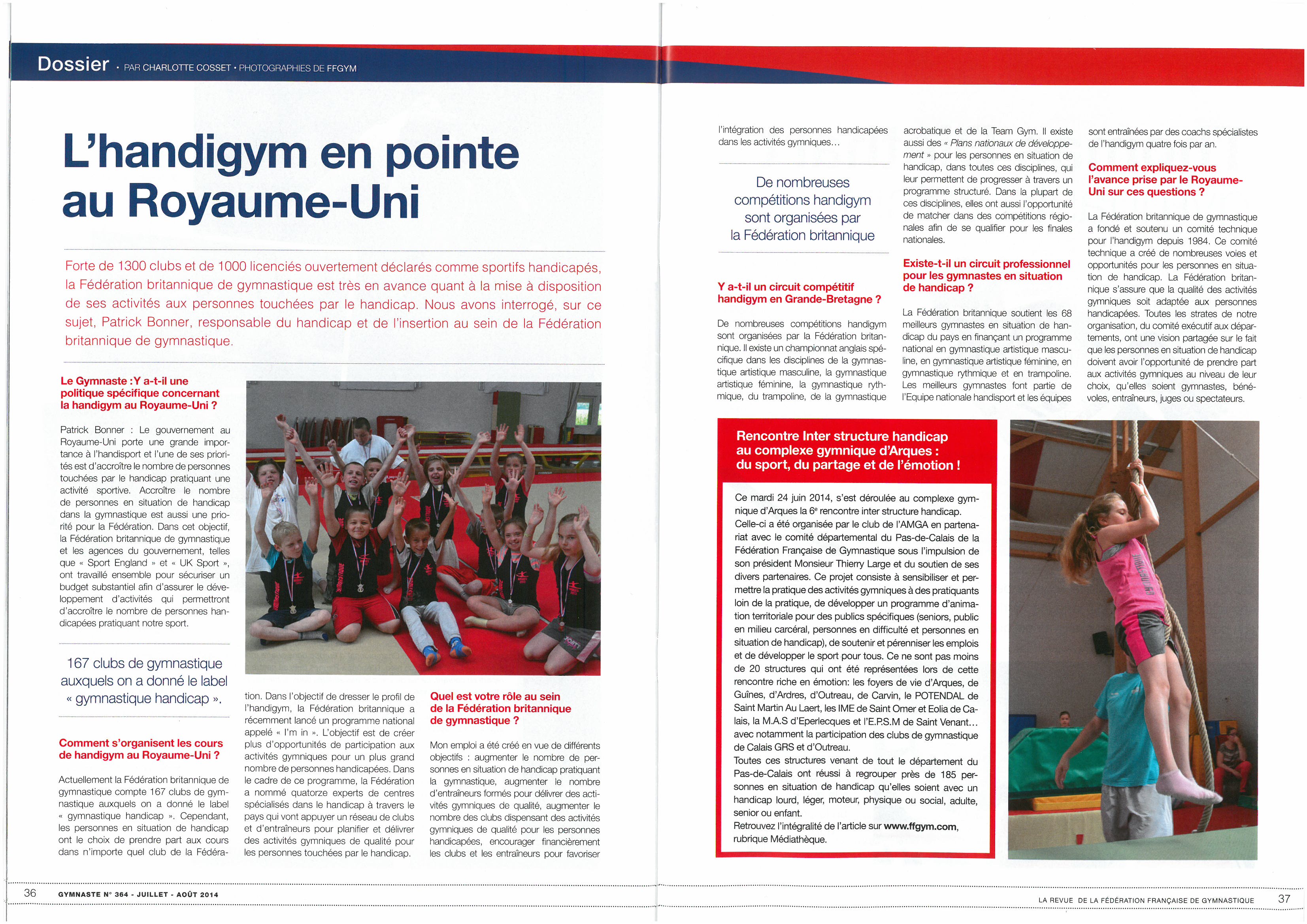 Article Gymnaste Magazine Rencontre Interhandicap