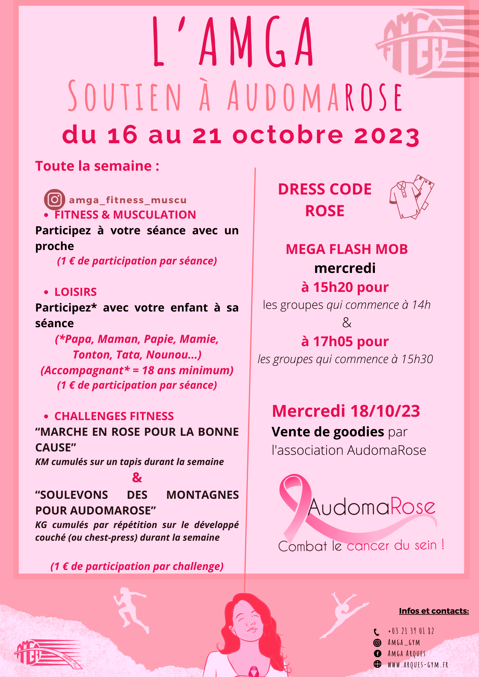 Du 16 au 21 octobre 2023: l'AMGA se met au ROSE pour Octobre Rose et l'association AUDOMAROSE