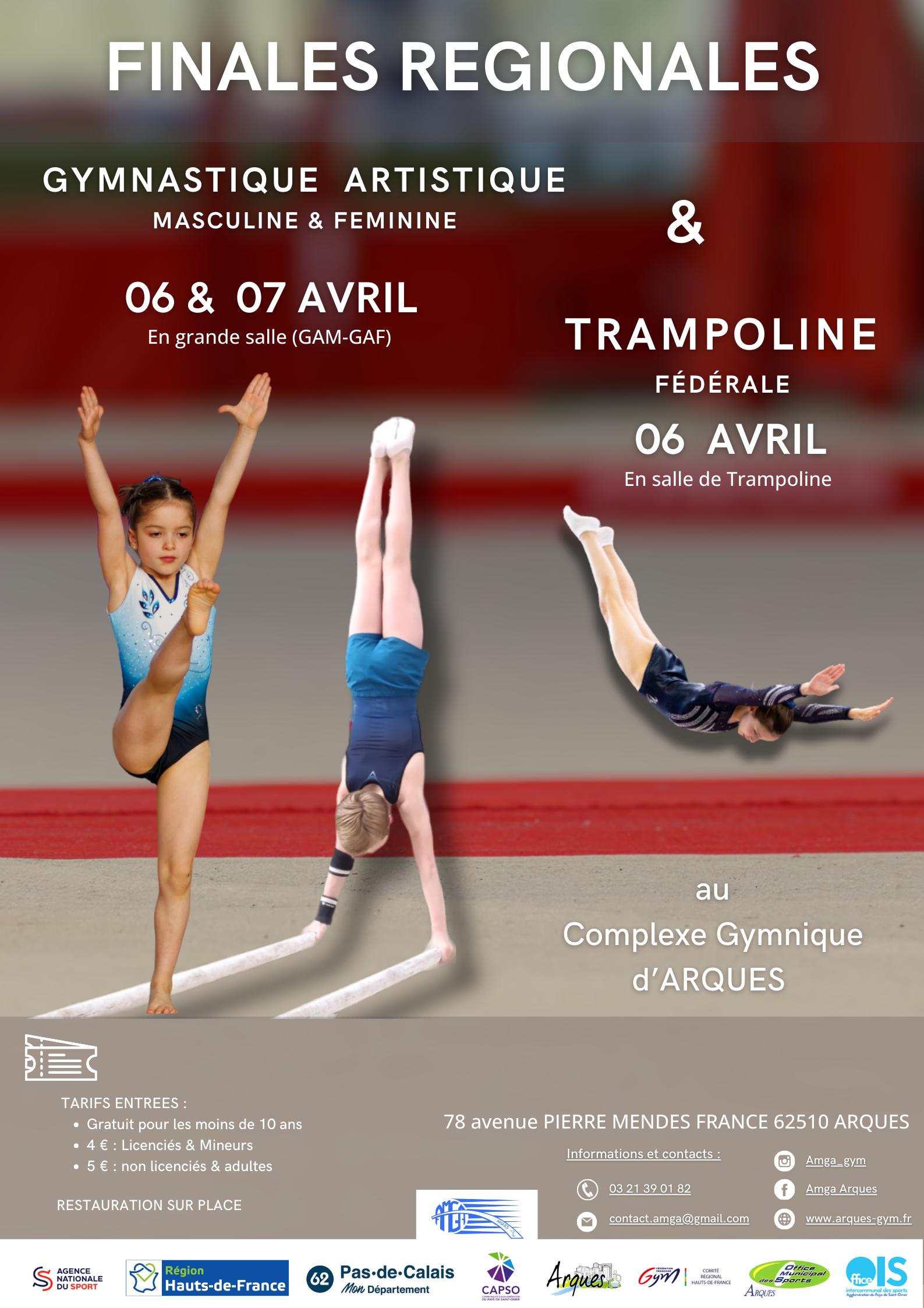 Finales Régionales GAF-GAM et Trampoline les 6 & 7 avril 2024