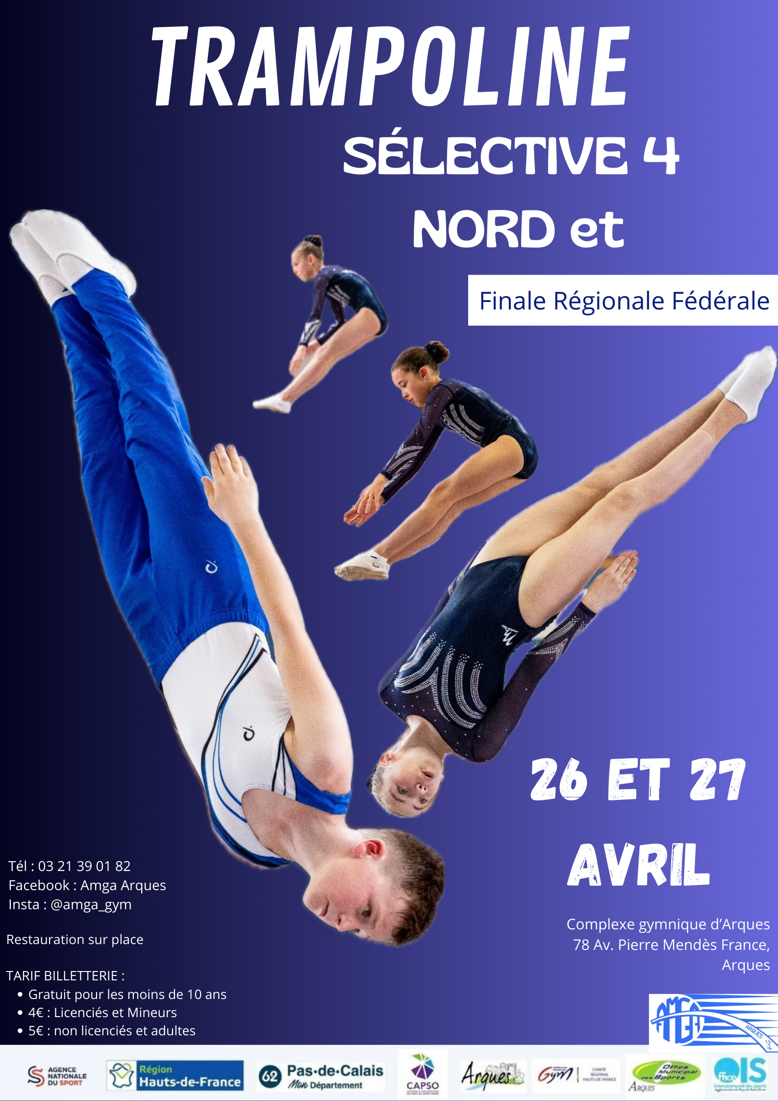 MANIFESTATION A VENIR: Sélective 4 Trampoline Nationale et Elite et Finale Régionale Fédérale Trampoline 26 & 27 avril 2025