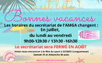 AMGA Horaires d'ouverture du secrétariat cet été: