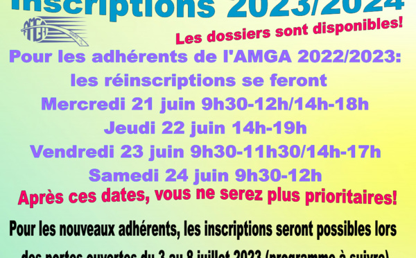 AMGA: Infos sur les inscriptions 2023/2024 