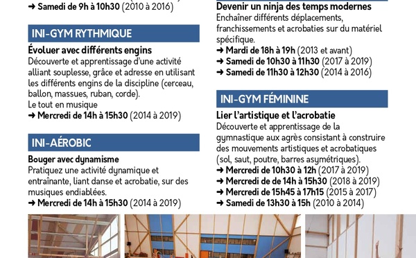 Planning des activités gymniques loisirs enfants